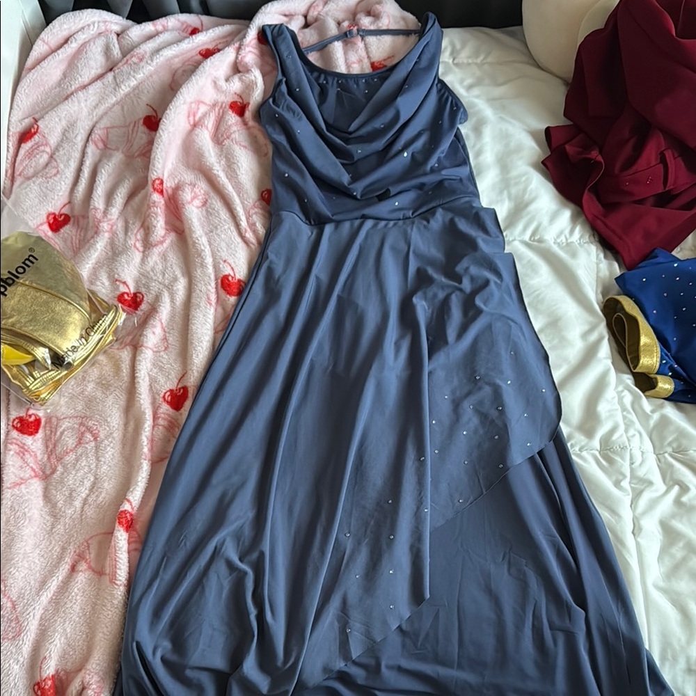 Gray Pink High Low Sundress with Cowl Neck